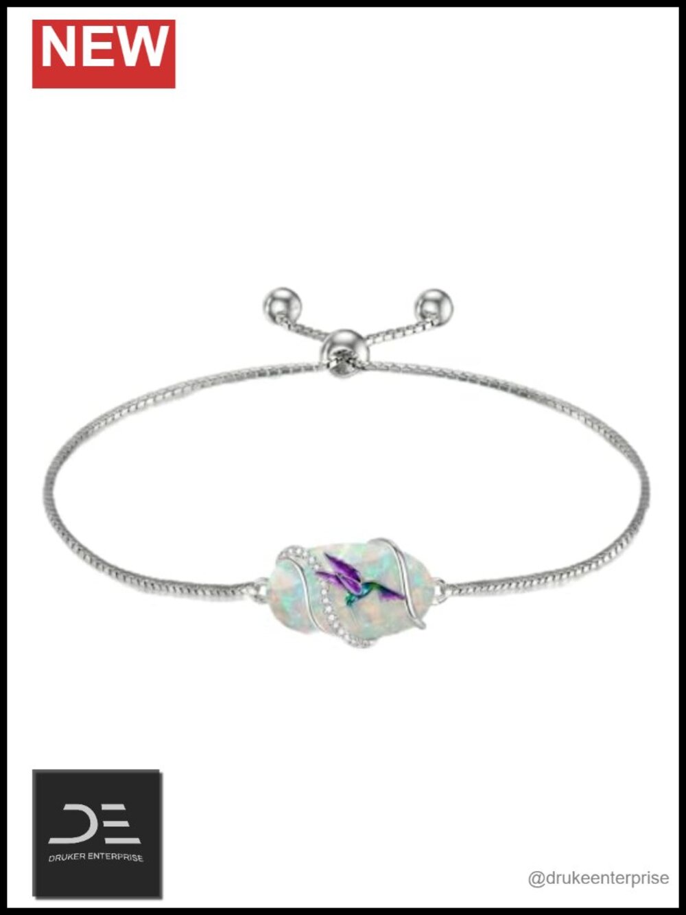 Opal Hummingbird Bracelet Adjustable Chain Jewelry Gift for Women